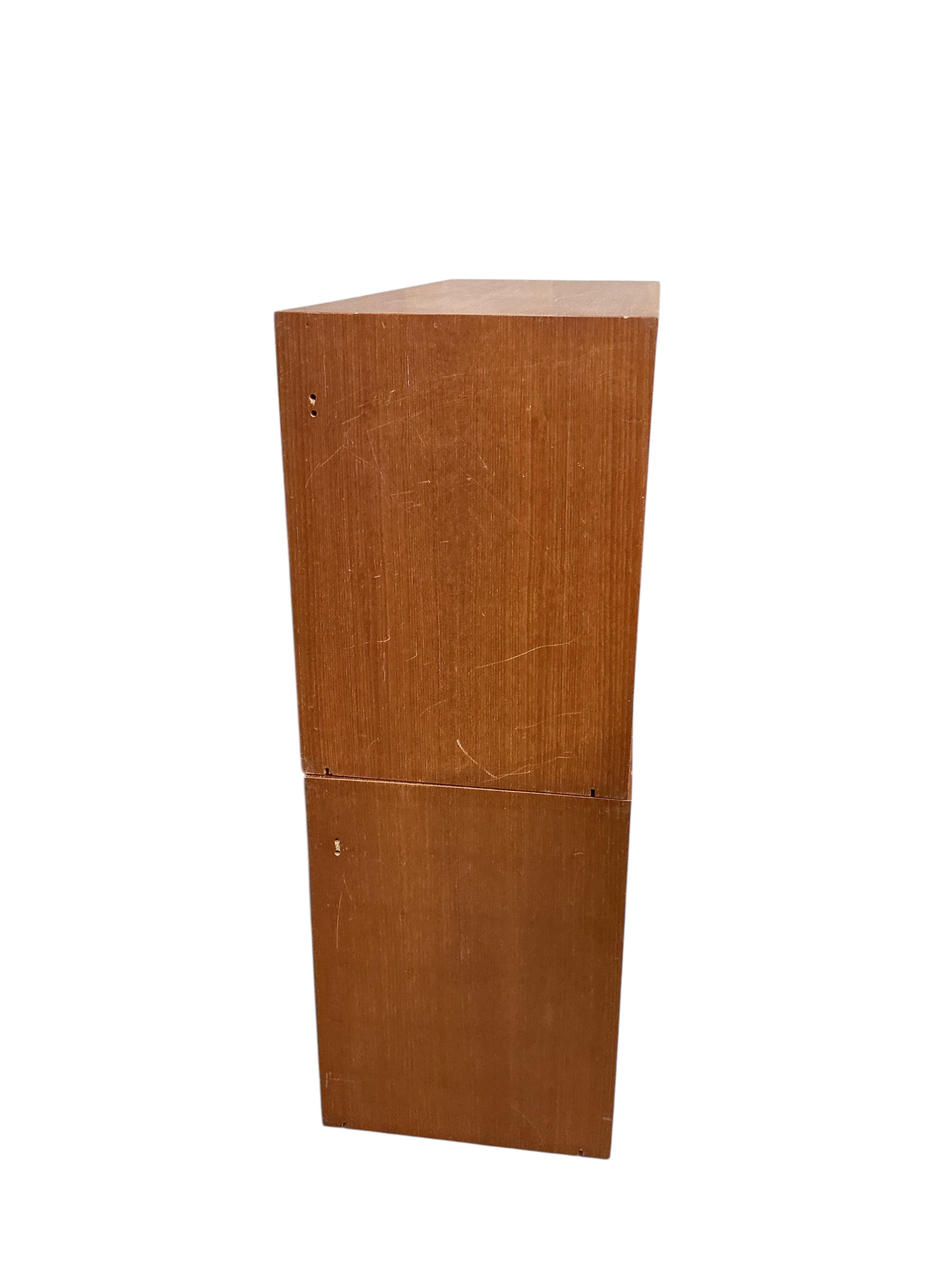A Ladderax cupboard unit with glass door and a shelf and a unit, width 89cm, depth 35cm, height 48cm